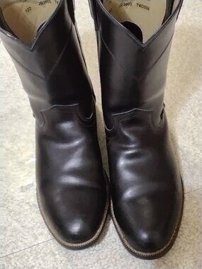 Justin Men's Temple 10" Black Leather Roper Western Boots | JB3000 | Size 12D